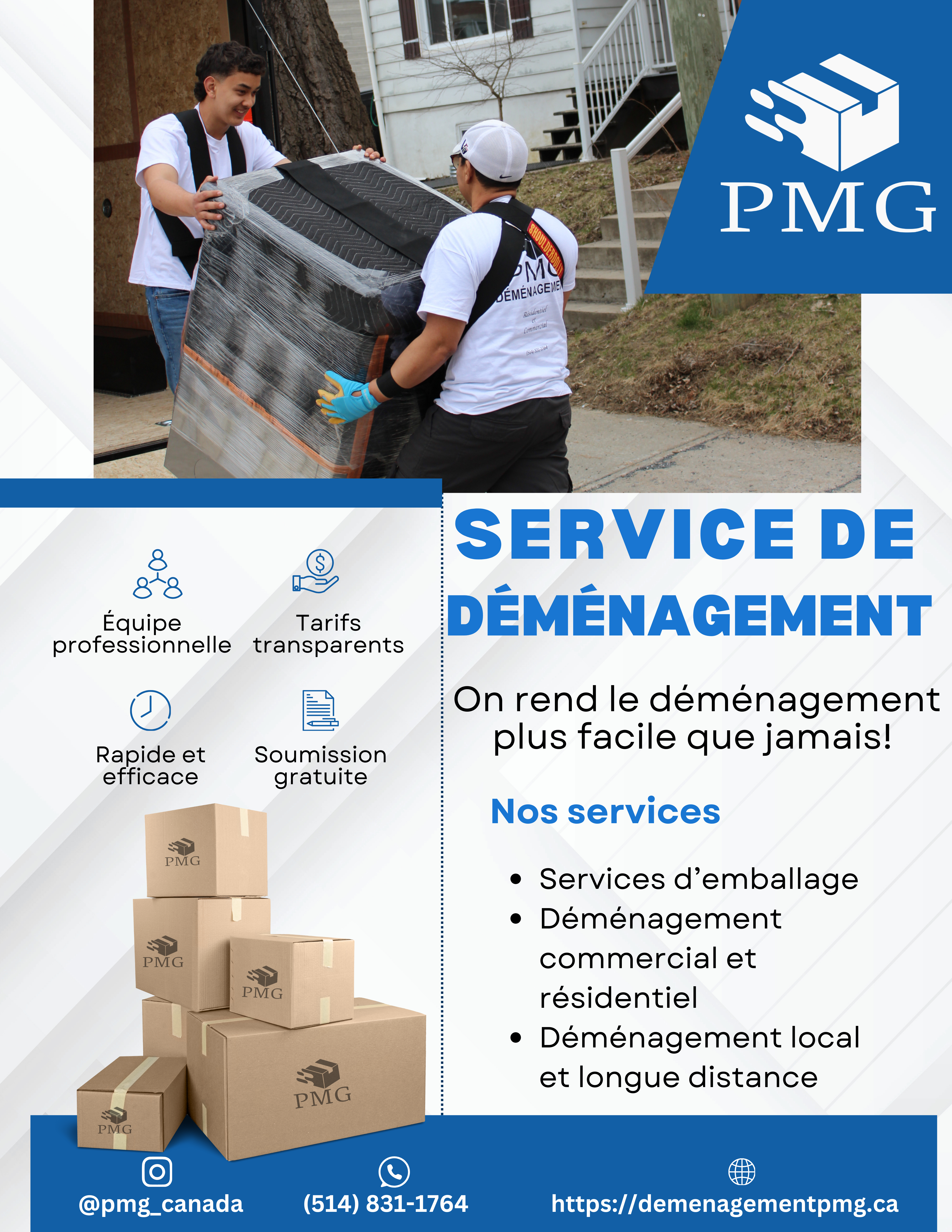 PMG Déménagement - équipe de déménagement professionnelle à Montréal